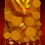 Placeholder: chest of gold coins splattered in blood