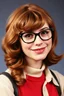 Placeholder: full color image, 1980's yearbook photo, girl, Molly Ringwald, 24 years old, a sly, clever smile on her face, 1980's clothing and hair styles, 4k UHD, photorealistic, (big, full, plump, pouty lips:1.5) big cat-eye eyeglasses, full body, head to toe, full frontal