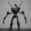 Placeholder: Mecha with metal spider legs his hands are machine guns. Driver is animal