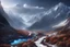 Placeholder: A valley through Himalayan winter mountains. a mountain 3 times higher that the rest at the end of the valley. h. r. giger. fantasy concept art, exquisite realism, a masterpiece, dynamic lighting, hyper detailed, intricately detailed, deep color, Unreal Engine, volumetric lighting , Epic cinematic brilliant stunning intricate meticulously detailed dramatic atmospheric maximal,