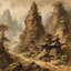 Placeholder: A brown ruins near a mountain painted by Zhang Lu