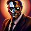 Placeholder: ultra detailed fullbody portrait of Two-Face villain, extremely detailed digital painting, extremely detailed face,crystal clear eyes, in the style of robert e howard and pablo oliveira and Ken Kelley and Keith Parkinson , mystical colors, perfectly centered image, perfect composition, rim light, beautiful lighting,8k, stunning scene, raytracing