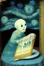 Placeholder: Ghost with slice of cake by Van Gogh