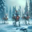 Placeholder: reindeer robots hauling sled with presents in snowy misty forest, 8k, down-light, soft light, depth of field, photo realism, trending on art station, high detail