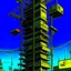 Placeholder: cyberpunk retro futuristic for comics really tall from far away