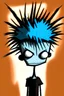 Placeholder: 2d drawing of a stickman, cool with punk hair, x eyes like in hangman, sunbading,3d realistic in colour