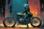 Placeholder: create a hardened punk bike girl in the comic book art style of Mike Mignola, Bill Sienkiewicz and Jean Giraud Moebius, , highly detailed,, grainy, gritty textures, , dramatic natural lighting