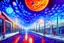 Placeholder: Epic futuristic street, exoplanet in the sky, impressionism painting