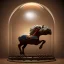 Placeholder: character render of a carousel horse with bar under glass dome, 1800s, chiaroscuro lighting , 8k UHD, beautiful, realistic, matte painting, centered, illustration, baroque, muted colors,renaissance, artwork, high-quality, rocco, greg rutowski, howard lyon, brian froud, anne stokes