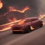 Placeholder: car with flames speeding on highway