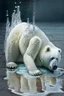 Placeholder: polar bear melting into a puddle, hyper realistic photography, detailed expression of agony, hyper realistic fur and anatomy details, Takeshi Kawano style