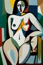 Placeholder: abstract paint pablo picasso nude woman, oil on table, face