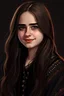 Placeholder: A cute girl,16 years,beautiful eyes,long brown hair,dressed in simple embroidered kurta with trouser,black dress,dupatta in neck,Digital art