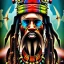 Placeholder: Portrait, chef de guerre tribal africain , rastafary, vaudou , barbe, 4k, Iron maiden, savane en fond