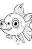 Placeholder: coloring page for kids, fish, cartoon style, thick outline, low details, no shading, no color