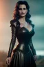 Placeholder: lisa ann as evil queen in black leather gown, cleavage, angry, stern look, unreal 5, octane render,cinema4d, dynamic lighting, dramatic lighting, 4k, redshift render, highly detailed, hyper realistic