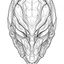 Placeholder: outline art for square predator alien scary face portrait coloring page for kids, classic manga style, anime style, realistic modern cartoon style, white background, sketch style, only use outline, clean line art, no shadows, clear and well outlined