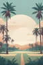 Placeholder: Flat illustration for with field in background and palm trees on the side nothing in the center