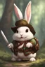 Placeholder: Cute chubby bunny adventurer dnd art realism