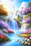 Placeholder: Trés belles roses, rainbows, beautiful colors gardens , flowers, cascades,Birds, butterfly