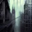 Placeholder: Gothic bridges between building,Bridges on rooftops, Gotham city,Neogothic architecture, by Jeremy mann, point perspective,intricate detailed, strong lines