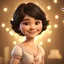 Placeholder: a portrait of smiling girl. carricature. cute. adorable. black hair. short wavy hair. fair skin. dark brown eye pupils. small nose. heart face shape. formal dress. pixar style. 3D. 4k. portrait. highly detailed. sharp focus. high resolution. full color. cinema lighting