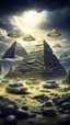 Placeholder: Ancient pyramids with fururistic technology, homes around. People driving spaceships. Thunderstorm