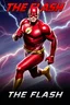 Placeholder: 1/4 side view, looking at the viewer, Movie Poster - "THE FLASH" - A massive, thick, extremely muscular, 7'8" tall man, ((skintight, formfitting, long-sleeved, red spandex bodysuit:1.5)), ((gold knee-high boots:1.5)), ((gold wrist gauntlets, red fingerless gloves, gold, double holstered utility belt:1.5)), ((skintight, formfitting, red spandex helmet with red eye disguise,:1.5)), Running in the speedforce, multicolored lightning emanating from his body, an overly exaggerated muscular stature