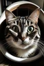 Placeholder: cat inside a cat eye and cat is standing on his hands