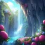 Placeholder: A waterfall with peonies and stones all around not only bright to remove