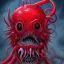 Placeholder: Red Tentacle monster with teeth, horror, detailed, realistic, gore, eyes, 4K, fantasy