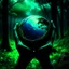 Placeholder: promise the world, dark green and blue colors, fantasy atmosphere, photo quality