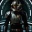 Placeholder: star wars bald male corellian pilot wearing gunmetal grey and black First Order armored special forces TIE pilot flightsuit and helmet with gold trim inside the jedi temple, centered head and shoulders portrait, hyperdetailed, dynamic lighting, hyperdetailed background, 8k resolution, volumetric lighting, fully symmetric details