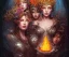 Placeholder: Four doll divine representing each one the four elements: Fire: Earth: Air: Water. Mark Brooks and Dan Mumford, comic book art, perfect, smooth elemental galactic space core royalty queens crown. Detailed photograph, WLOP, Unreal Engine 5 volumetric lighting Insanely intricate face hair lashes hyper detailed painting by Ismail Inceoglu Huang Guangjian and Dan Witz Central fantasy art album cover art resolution HD