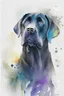 Placeholder: abstract watercolour of a black Labrador dog’s head