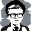 Placeholder: A boy that wears a black coat and glasses, vector art