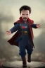 Placeholder: Doctor strange toddler, serious, portal, full body, jump, bokeh, hyper realistic