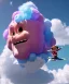 Placeholder: Ultra realistic clouds sky scene, wide angle, medium shot view, portrait, sweet Childs, free jumping flying, trinkets, monster hair, jelly beans, balls, smile, happy, Peter Pan style, inflatable color clothing, extreme, wind, clouds sea, 20,000 feet altitude, stratosphere, soft color, highly detailed, unreal engine 5, ray tracing, RTX, lumen lighting, ultra detail, volumetric lighting, 3d, finely drawn, high definition, high resolution.