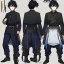 Placeholder: Character sheet, male, black hair, poor, cloth and leather clothes, pants