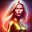 Placeholder: blonde superwoman. oil on canvas, kodachrome, volumetric light