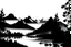 Placeholder: silhouette white background of beatuful scenic picture mountains from a distance scenery painting