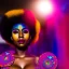 Placeholder: full body shot, masterpiece, best quality, family of three, black skinned, sparkling eyes, fluorescent skin, colorful makeup, afro, highly detailed body, afrofuturism, scifi, sun light, 4K, RAW, depth of field, high contrast, realistic details, 24mm