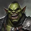 Placeholder: dnd, portrait of an ork with black teeth