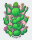 Placeholder: cute cartoon anime cactus sticker, anime style, white background color