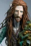 Placeholder: scaled determined wet pirate nereid male with seaweed in long auburn hair