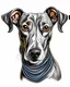 Placeholder: Clean white background, print ready t-shirt design, illustration a cute single brindle greyhound head, cute funny face, sticker, professional vector, high detail, ultra hd, realistic, vivid colors, highly detailed , 8k , by xanuth