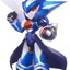 Placeholder: A sleek robotic warrior blending Neo Metal Sonic and Mega Man Zero. The design features Zero's red color scheme, with gold accents on shoulders, chest, and gauntlets, plus white highlights on the limbs. The aerodynamic body combines Neo Metal Sonic's sharp, angular edges with Zero's humanoid proportions. A glowing green plasma saber is held in one hand, while an energy cannon adorns the other. The helmet merges Zero’s crest and gem centerpiece with Neo Metal Sonic's spiked crown.