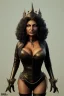 Placeholder: Pam Grier as evil queen in black leather, leather, busty, cleavage, angry, stern look. character design by cory loftis, fenghua zhong, ryohei hase, ismail inceoglu and ruan jia. unreal engine 5, artistic lighting, highly detailed, photorealistic, fantasy