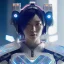 Placeholder: A portrait of a crystallized android robot, Japanese samurai style armor, ultra realistic, unreal engine, cinematic lighting, octane render, random colurs, cosmic ambiance, masterpiece art by Yoji Shinkawa, head fit inside picture