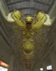 Placeholder: Distorted large yellow insectoid alien in a mall